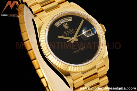 Rolex - DayDate 36mm 18238 Flt Pres YG/YG Onyx Black Dial RAF A2836