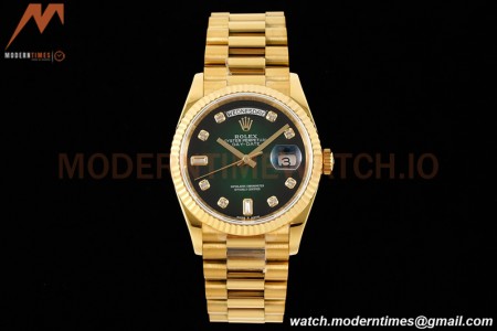 Rolex - DayDate 36mm 128238 Flt Pres YG/YG Diam Green Dial RAF A2836
