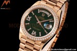 Rolex - DayDate 36mm 128345 Flt Pres RG/RG Diam/Rmn Green Dial RAF A2836