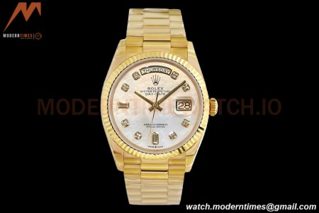 Rolex - DayDate 36mm 128238 Flt Pres YG/YG Wht/Rmn MOP Dial EWF A2836
