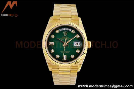 Rolex - DayDate 36mm 128238 Flt Pres YG/YG Diam Green Dial EWF A2836