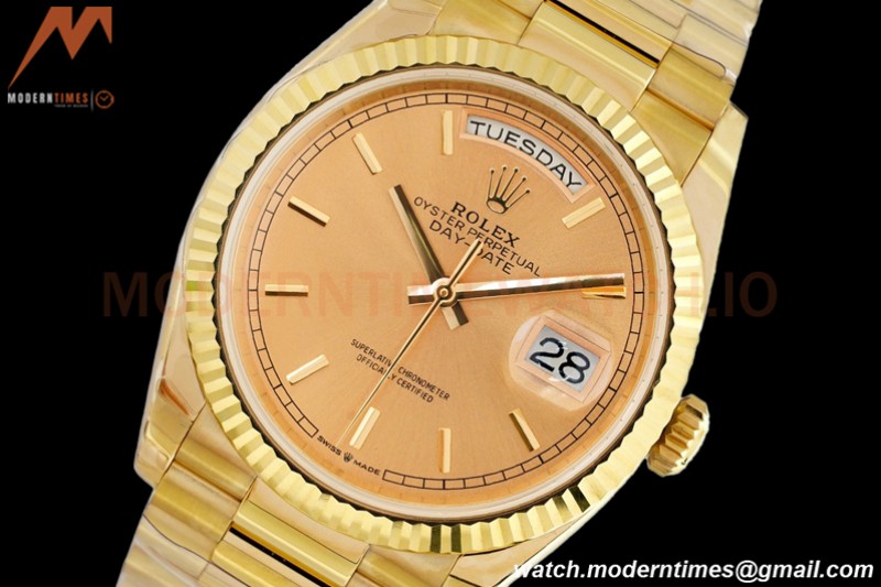 Rolex - DayDate 36mm 128238 Flt Pres YG/YG Gold/Stk EWF A2836