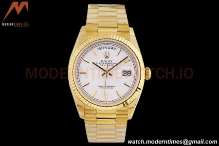 Rolex - DayDate 36mm 128238 Flt Pres YG/YG Wht/Stk EWF A2836