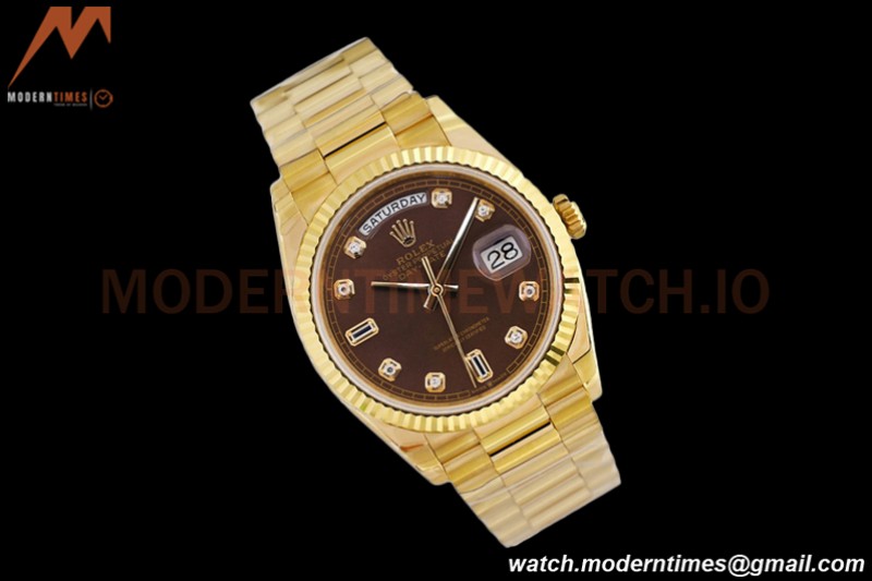 Rolex - DayDate 36mm 128238 Flt Pres YG/YG Brn/Dia EWF A2836
