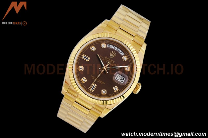 Rolex - DayDate 36mm 128238 Flt Pres YG/YG Brn/Dia EWF A2836