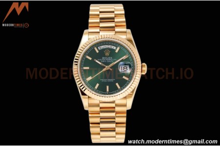 Rolex - DayDate 36mm 128238 Flt Pres YG/YG Grn/Stk TWSF A2836
