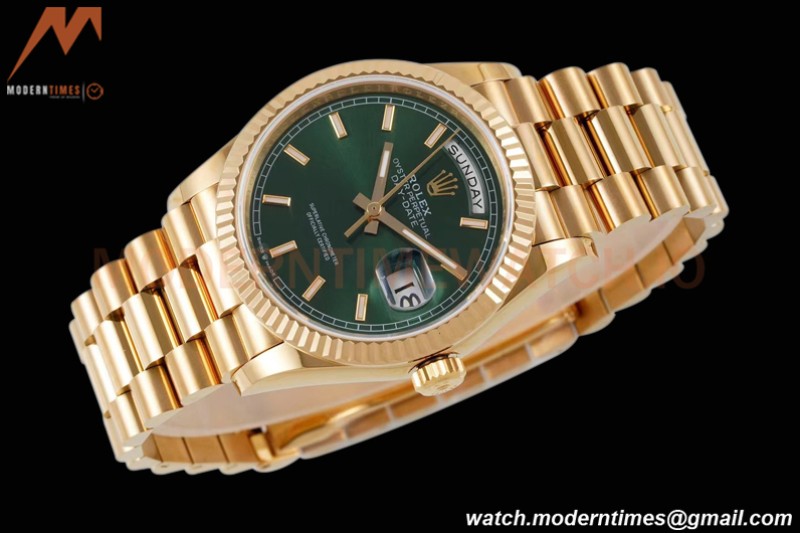 Rolex - DayDate 36mm 128238 Flt Pres YG/YG Grn/Stk TWSF A2836