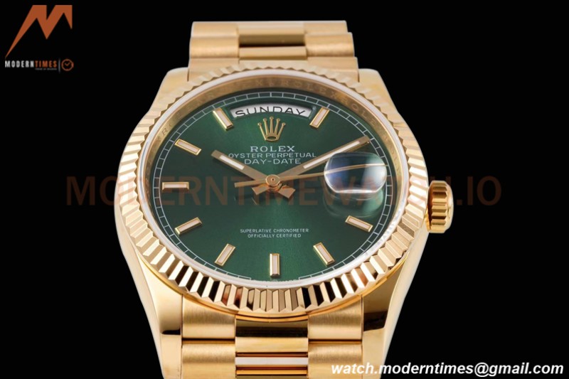 Rolex - DayDate 36mm 128238 Flt Pres YG/YG Grn/Stk TWSF A2836