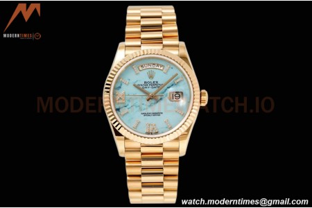 Rolex - DayDate 36mm 128238 Flt Pres YG/YG Turq/Dia TWSF A2836