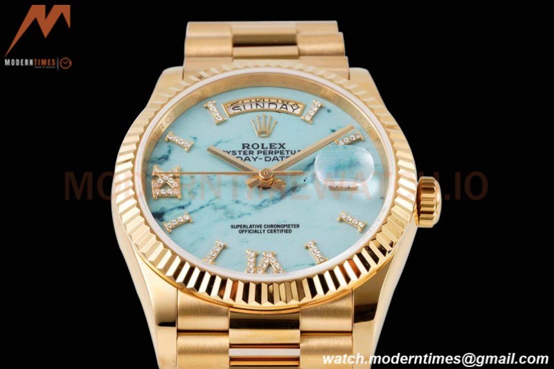 Rolex - DayDate 36mm 128238 Flt Pres YG/YG Turq/Dia TWSF A2836