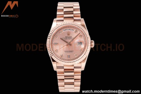 Rolex - DayDate 36mm 128235 Flt Pres RG/RG Champ/Dia TWSF A2836
