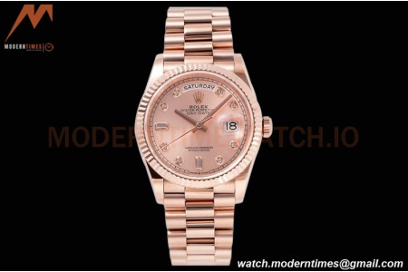Rolex - DayDate 36mm 128235 Flt Pres RG/RG Champ/Dia TWSF A2836