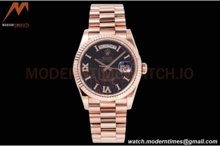 Rolex - DayDate 36mm 128235 Flt Pres RG/RG Eisenkiesel/Rmn TWSF A2836