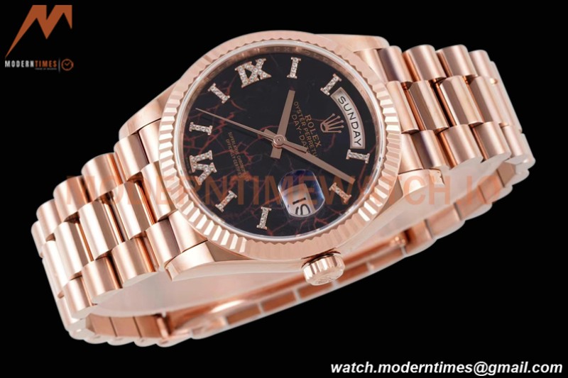 Rolex - DayDate 36mm 128235 Flt Pres RG/RG Eisenkiesel/Rmn TWSF A2836