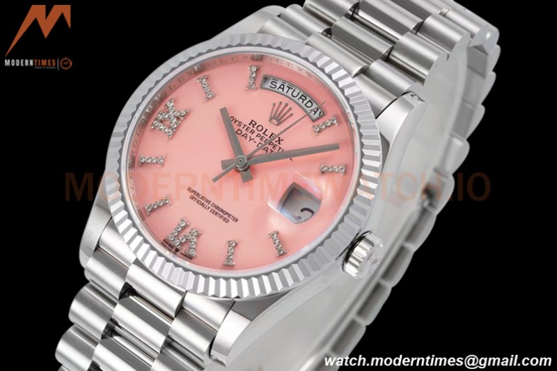 Rolex - DayDate 36mm 128236 Flt Pres SS/SS Pink/Rmn TWSF A2836