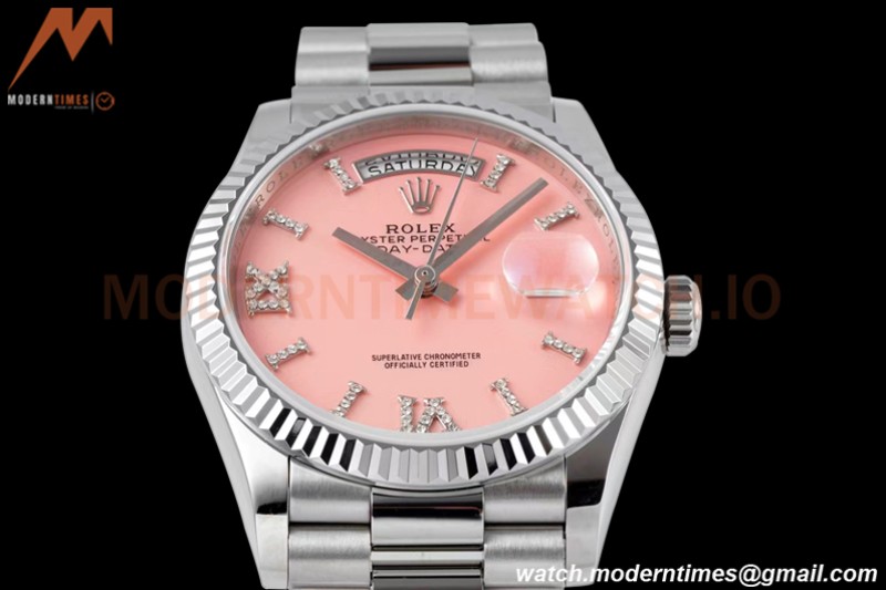 Rolex - DayDate 36mm 128236 Flt Pres SS/SS Pink/Rmn TWSF A2836