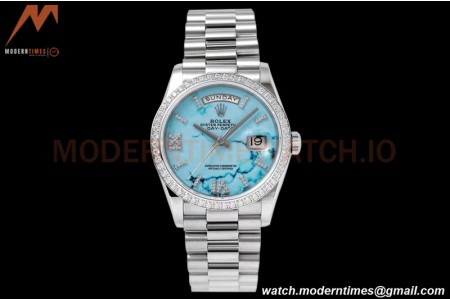 Rolex - DayDate 36mm 128349 Dia Pres SS/SS T-Blue/Rmn TWSF A2836