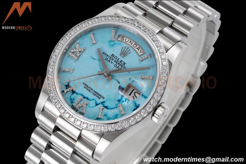 Rolex - DayDate 36mm 128349 Dia Pres SS/SS T-Blue/Rmn TWSF A2836