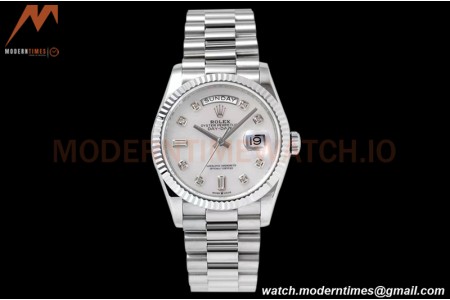 Rolex - DayDate 36mm 128239 Flt Pres SS/SS Mop/Dia TWSF A2836