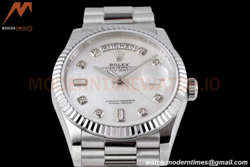 Rolex - DayDate 36mm 128239 Flt Pres SS/SS Mop/Dia TWSF A2836