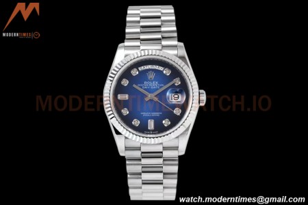 Rolex - DayDate 36mm 128239 Flt Pres SS/SS Blue/Dia TWSF A2836