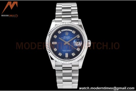 Rolex - DayDate 36mm 128239 Flt Pres SS/SS Blue/Dia TWSF A2836