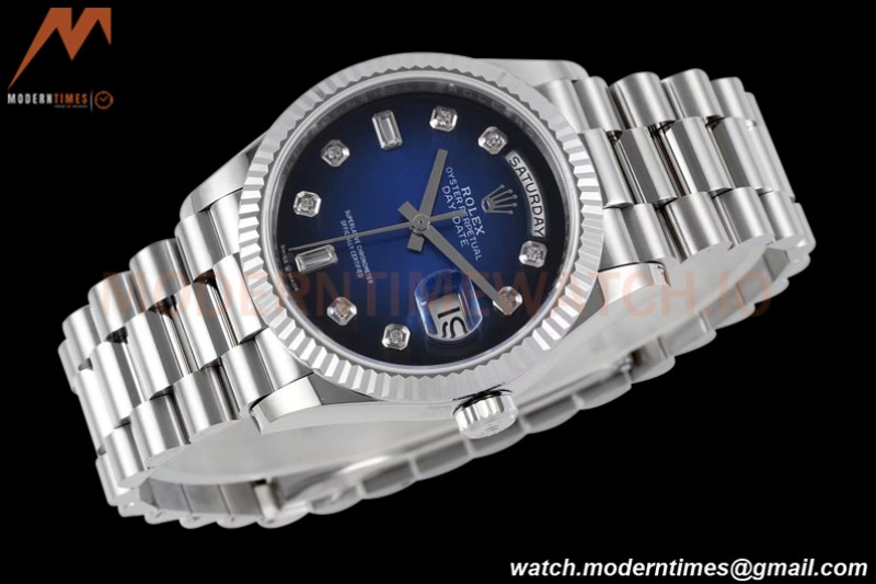 Rolex - DayDate 36mm 128239 Flt Pres SS/SS Blue/Dia TWSF A2836