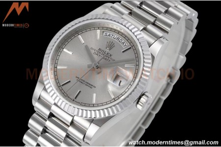 Rolex - DayDate 36mm 128239 Flt Pres SS/SS Grey/Stk TWSF A2836