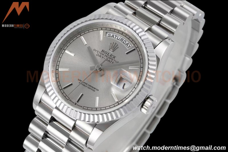 Rolex - DayDate 36mm 128239 Flt Pres SS/SS Grey/Stk TWSF A2836