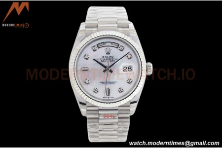 Rolex - DayDate 36mm 128239 Flt Pres SS/SS White MOP Diam EWF A2836