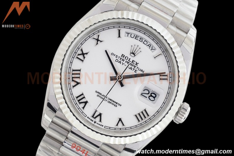 Rolex - DayDate 36mm 128239 Flt Pres SS/SS Wht/Rmn EWF A2836