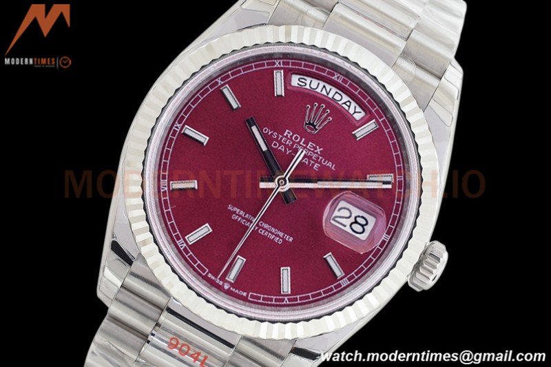 Rolex - DayDate 36mm 128239 Flt Pres SS/SS Red/Stk EWF A2836