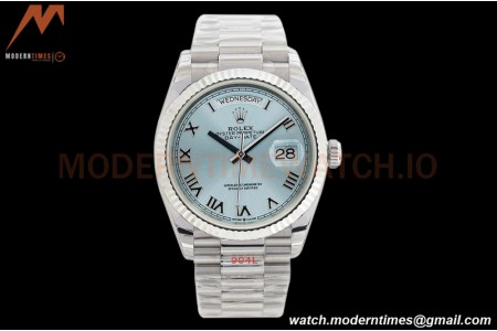 Rolex - DayDate 36mm 128236 Flt Pres SS/SS Ice Blue/Rmn EWF A2836