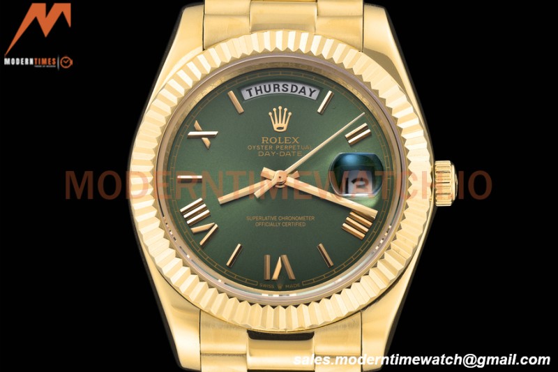 Rolex - DayDate 228238 40mm Flt/Pres YG/YG Grn/Rmn GDF MY8215