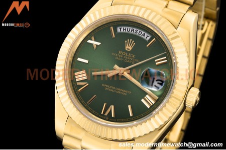 Rolex - DayDate 228238 40mm Flt/Pres YG/YG Grn/Rmn GDF MY8215