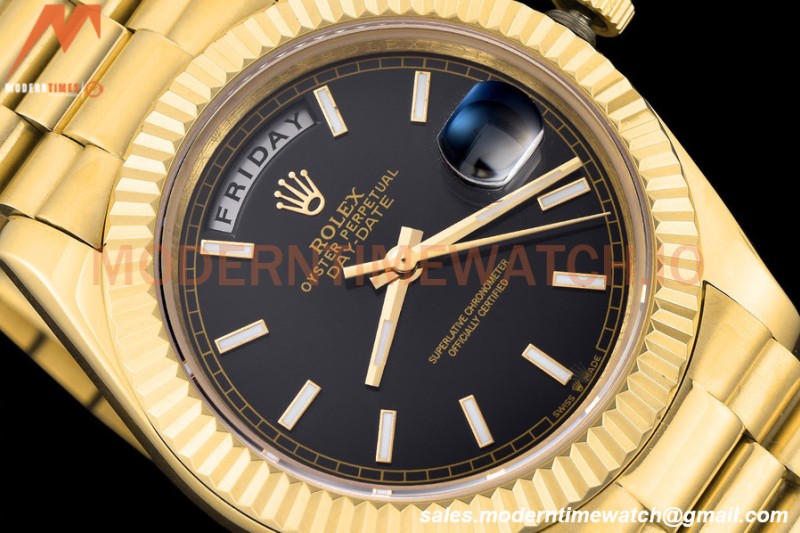 Rolex - DayDate 228238 40mm Flt/Pres YG/YG Black/Rmn GDF MY8215
