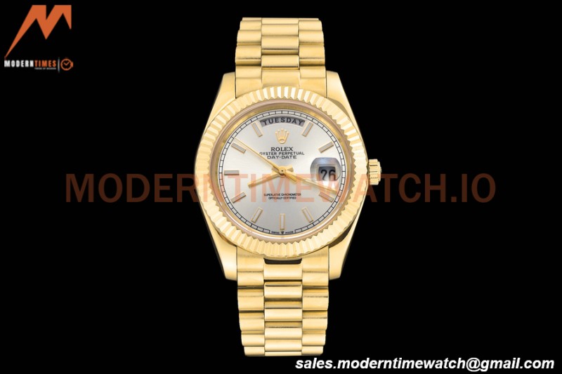 Rolex - DayDate 228238 40mm Flt/Pres YG/YG Silv/Stk GDF MY8215