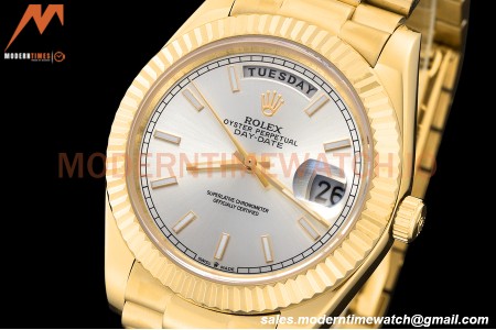 Rolex - DayDate 228238 40mm Flt/Pres YG/YG Silv/Stk GDF MY8215