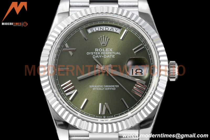 Rolex - DayDate 40mm Flt Pres SS/SS Grey/Stk EWF VR3255
