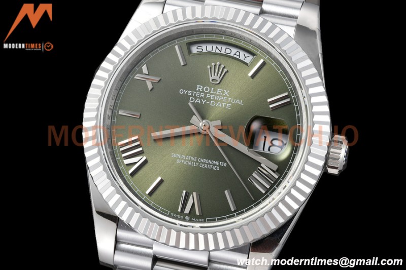 Rolex - DayDate 40mm Flt Pres SS/SS Grey/Stk EWF VR3255