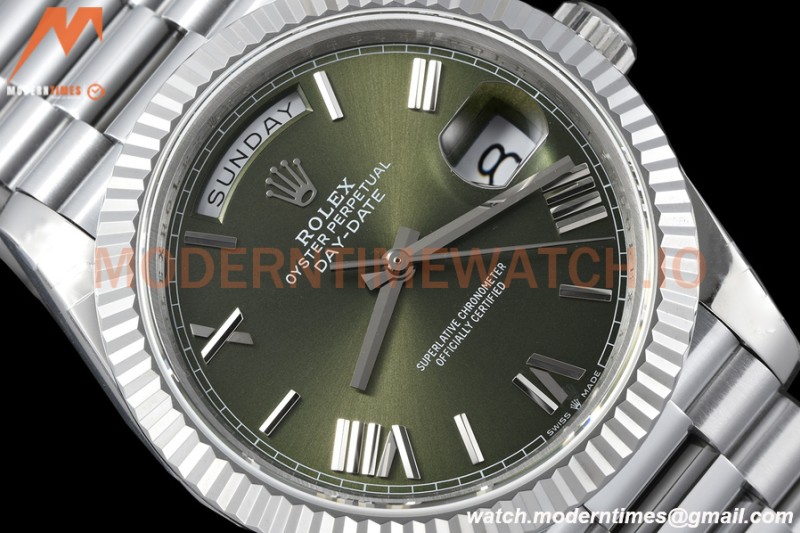 Rolex - DayDate 40mm Flt Pres SS/SS Grey/Stk EWF VR3255