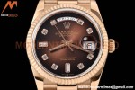 Rolex - DayDate 36mm 128235 Flt Pres RG/RG Brn/Dia V5 QF VR3255