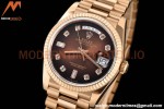 Rolex - DayDate 36mm 128235 Flt Pres RG/RG Brn/Dia V5 QF VR3255