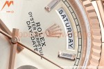 Rolex - DayDate 36mm 128235 Flt Pres RG/RG Silv/Dia V5 QF VR3255