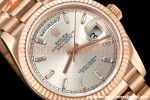Rolex - DayDate 36mm 128235 Flt Pres RG/RG Silv/Dia V5 QF VR3255