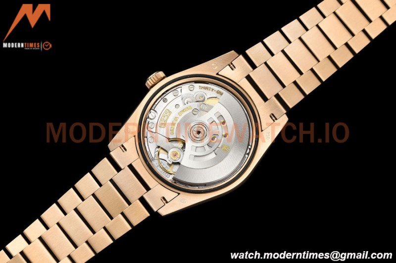 Rolex - DayDate 36mm 128235 Flt Pres RG/RG B-Grn/Dia V5 QF VR3255