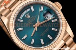 Rolex - DayDate 36mm 128235 Flt Pres RG/RG B-Grn/Dia V5 QF VR3255