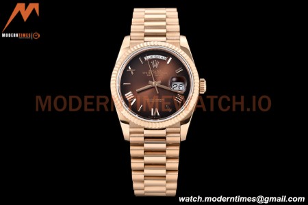 Rolex - DayDate 36mm 128235 Flt Pres RG/RG Brn/Rmn V5 QF VR3255