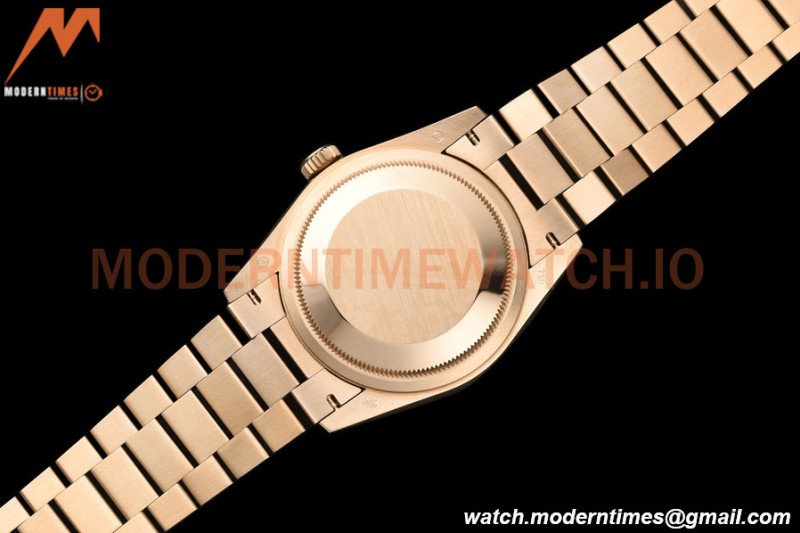 Rolex - DayDate 36mm 128235 Flt Pres RG/RG Brn/Rmn V5 QF VR3255