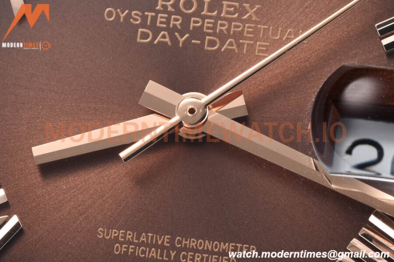 Rolex - DayDate 36mm 128235 Flt Pres RG/RG Brn/Rmn V5 QF VR3255